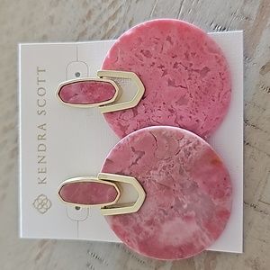 New Kendra Scott Didi Pink Rhodonite / Gold Earrings